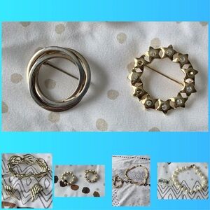 Elegant Gold and Silver Brooch Set